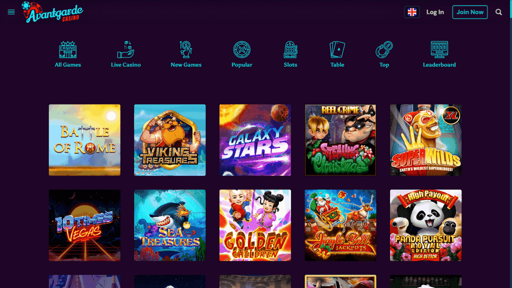 Sitio web de Avantgarde Casino